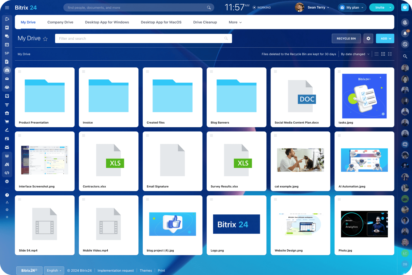 Penyimpanan file dan dokumen online secara gratis dari Bitrix24
